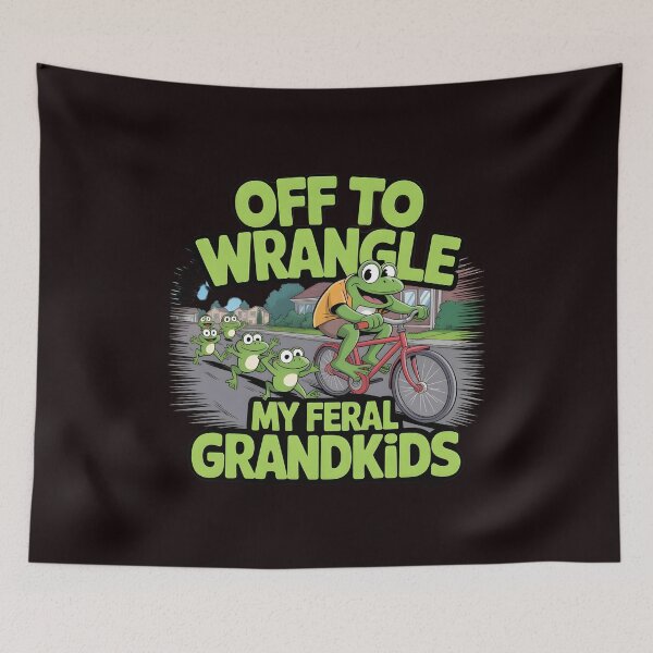 Item preview, Off to Wrangle My Feral Grandkids Cute Frog Meme Grandma Apparel designed and sold by Redgiant87x.
