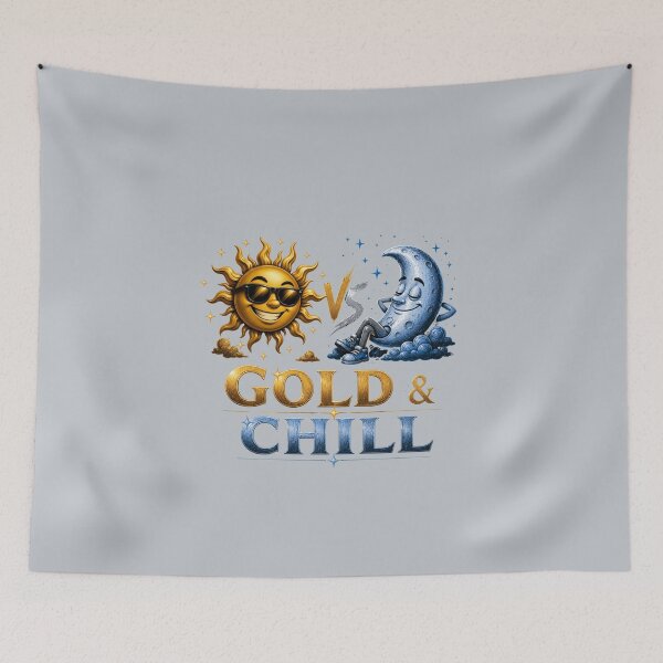 Item preview, Gold & Chill – Sun and Moon Contrast Graphic Shirt designed and sold by Aimetoi.