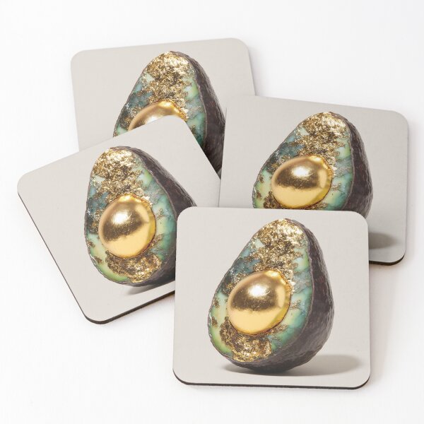 Item preview, Golden Avocado Art – Luxury Fruit Illustration with Gold Pit, Minimal Food Design 2 designed and sold by WordPlayStudio.