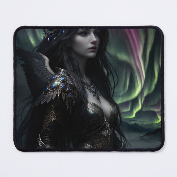 Item preview, Dark Fantasy Warrior Queen Under Northern Lights - Aurora Borealis Digital Art designed and sold by DukaveArt .