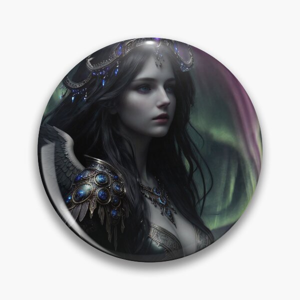 Item preview, Dark Fantasy Warrior Queen Under Northern Lights - Aurora Borealis Digital Art designed and sold by DukaveArt .
