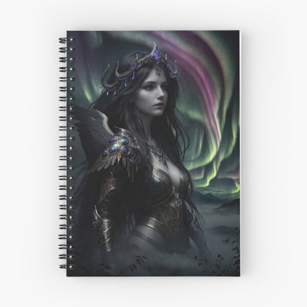 Item preview, Dark Fantasy Warrior Queen Under Northern Lights - Aurora Borealis Digital Art designed and sold by DukaveArt .