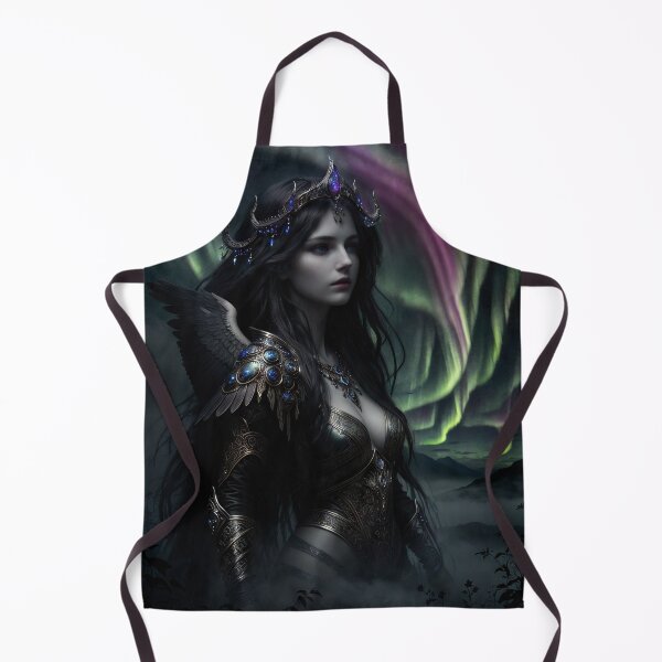 Item preview, Dark Fantasy Warrior Queen Under Northern Lights - Aurora Borealis Digital Art designed and sold by DukaveArt .