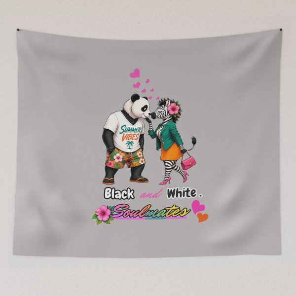 Item preview, Black and White Soulmates – Summer Vibes Panda & Zebra Love designed and sold by Aimetoi.