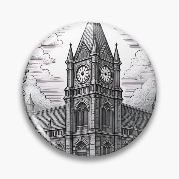 Item preview, Gothic Clock Tower Engraving, Dark Academia Cathedral Poster designed and sold by DarkOriginArts.