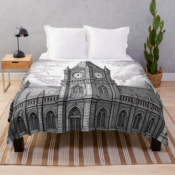 Item preview, Gothic Clock Tower Engraving, Dark Academia Cathedral Poster designed and sold by DarkOriginArts.