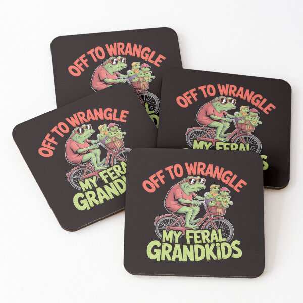 Item preview, Off to Wrangle My Feral Grandkids Vintage Frog Riding a Bicycle designed and sold by Redgiant87x.