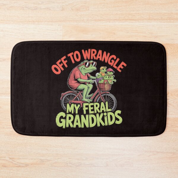 Item preview, Off to Wrangle My Feral Grandkids Vintage Frog Riding a Bicycle designed and sold by Redgiant87x.