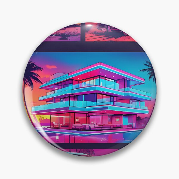 Item preview, PRO PLAYER VILLA - Neon Synthwave Gaming Art designed and sold by Modern Nest Art.
