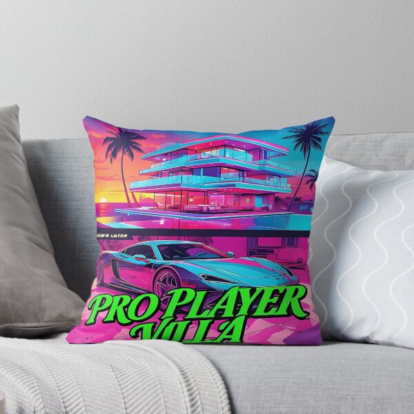 Item preview, PRO PLAYER VILLA - Neon Synthwave Gaming Art designed and sold by Modern Nest Art.