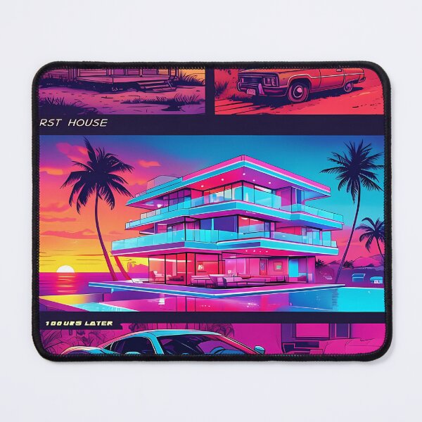 Item preview, PRO PLAYER VILLA - Neon Synthwave Gaming Art designed and sold by Modern Nest Art.