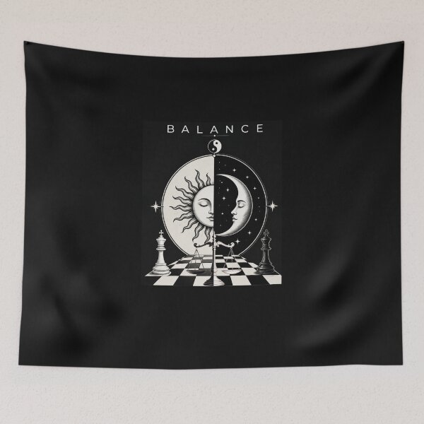 Item preview, Balance Black and White – Yin Yang Sun Moon Scale Design designed and sold by Aimetoi.