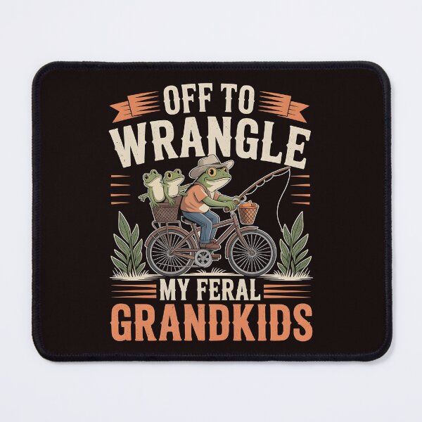 Item preview, Off to Wrangle My Feral Grandkids Funny Grandma Frog Bicycle Graphic designed and sold by Redgiant87x.