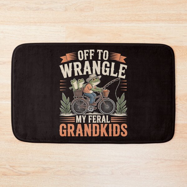 Item preview, Off to Wrangle My Feral Grandkids Funny Grandma Frog Bicycle Graphic designed and sold by Redgiant87x.
