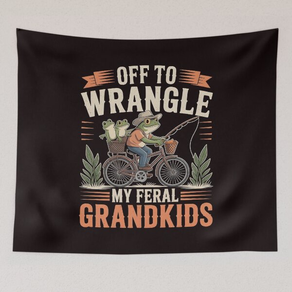 Item preview, Off to Wrangle My Feral Grandkids Funny Grandma Frog Bicycle Graphic designed and sold by Redgiant87x.