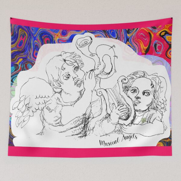 Item preview, Musical Angels (Original Ink Drawing by ACCI) designed and sold by VanyssaGraphics.