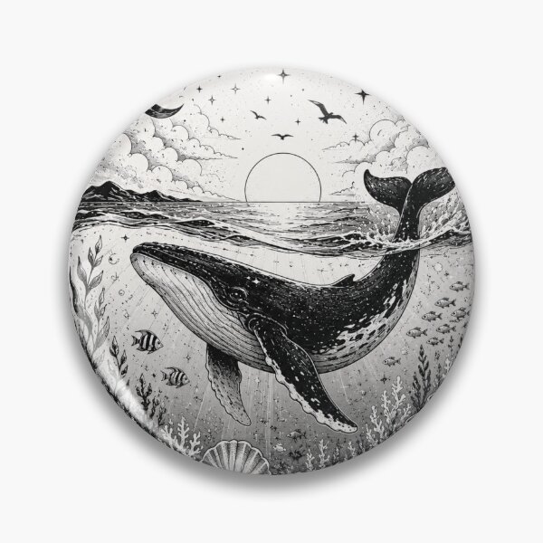Item preview, Whale of the Deep – Black & White Ocean Design designed and sold by ColorNest Designs.