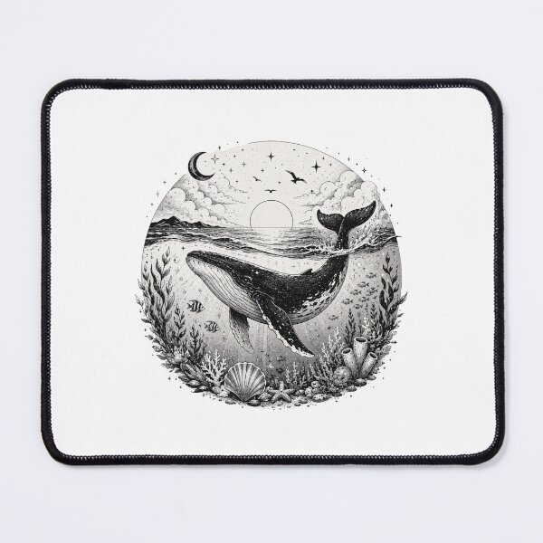 Item preview, Whale of the Deep – Black & White Ocean Design designed and sold by ColorNest Designs.