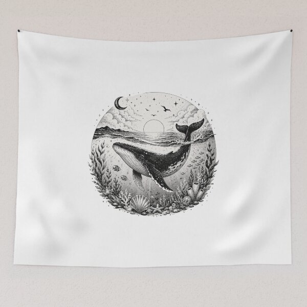 Item preview, Whale of the Deep – Black & White Ocean Design designed and sold by ColorNest Designs.