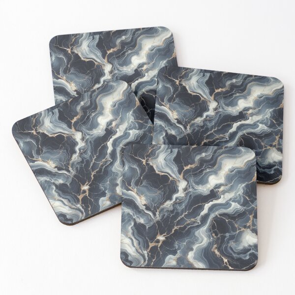 Item preview, Dark Navy Marble Gold Vein Pattern Modern Art  designed and sold by WildStroke.