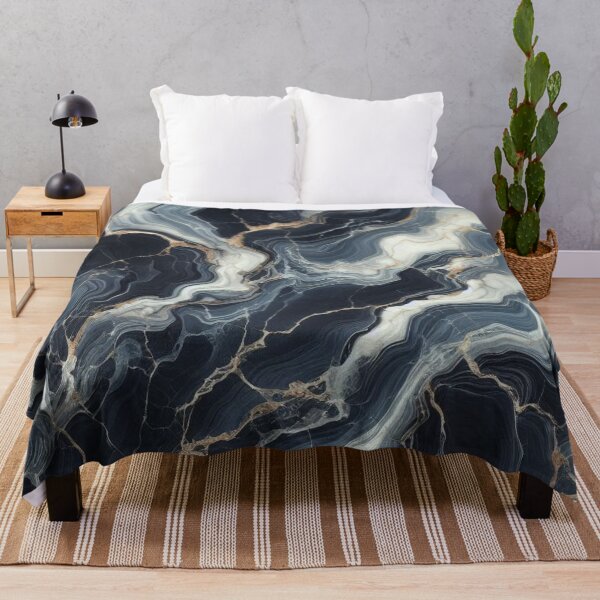 Item preview, Dark Navy Marble Gold Vein Pattern Modern Art  designed and sold by WildStroke.