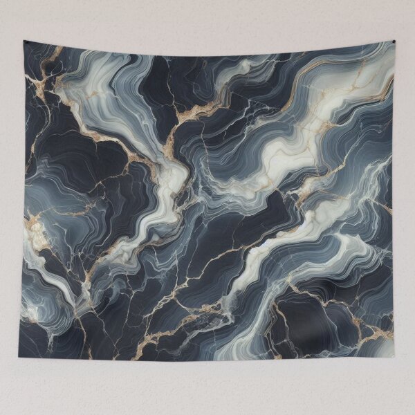 Item preview, Dark Navy Marble Gold Vein Pattern Modern Art  designed and sold by WildStroke.