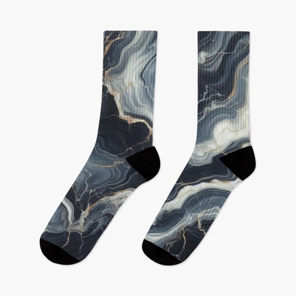 Item preview, Dark Navy Marble Gold Vein Pattern Modern Art  designed and sold by WildStroke.