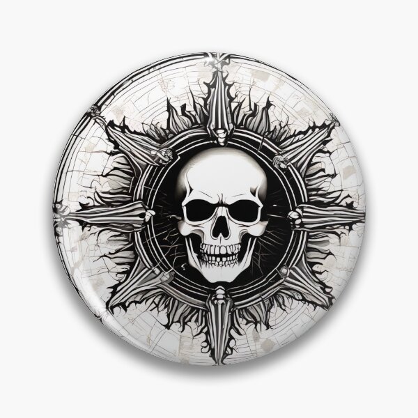 Item preview, Occult Skull Chaos Wheel Engraving, Dark Fantasy Gothic Compass designed and sold by DarkOriginArts.