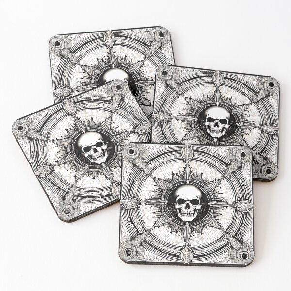 Item preview, Occult Skull Chaos Wheel Engraving, Dark Fantasy Gothic Compass designed and sold by DarkOriginArts.