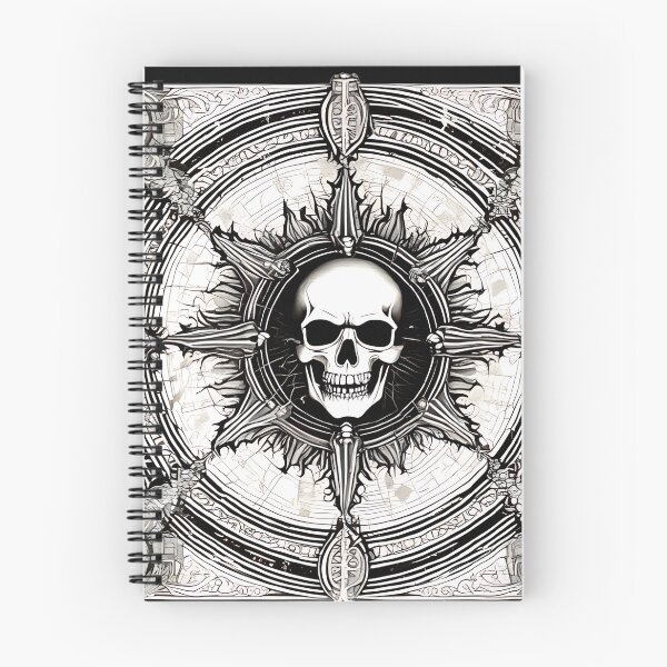 Item preview, Occult Skull Chaos Wheel Engraving, Dark Fantasy Gothic Compass designed and sold by DarkOriginArts.