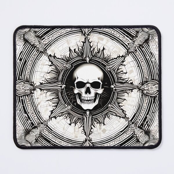 Item preview, Occult Skull Chaos Wheel Engraving, Dark Fantasy Gothic Compass designed and sold by DarkOriginArts.