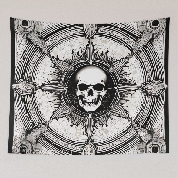 Item preview, Occult Skull Chaos Wheel Engraving, Dark Fantasy Gothic Compass designed and sold by DarkOriginArts.