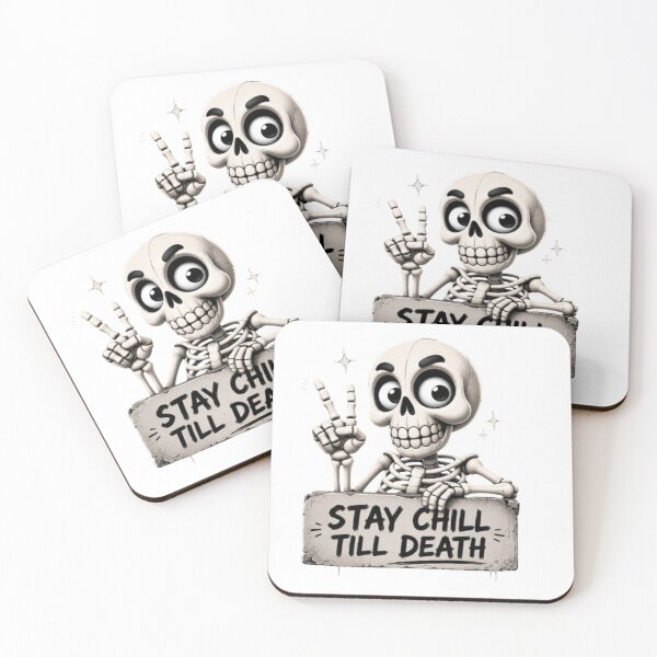 Item preview, Stay Chill Till Death Skeleton Illustration designed and sold by LOLKart.
