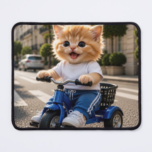 Item preview, Cute Kitten Riding Blue Tricycle designed and sold by dreamybyana.