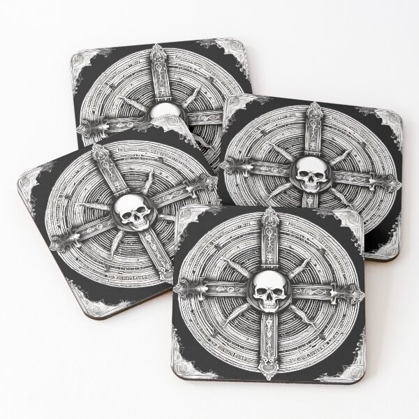 Item preview, Gothic Skull Cross Sigil, Occult Alchemical Disc Engraving designed and sold by DarkOriginArts.