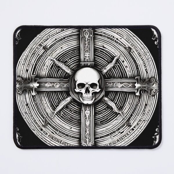 Item preview, Gothic Skull Cross Sigil, Occult Alchemical Disc Engraving designed and sold by DarkOriginArts.