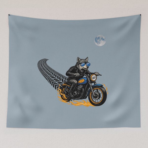 Item preview, The Wolf Rides at Night – Flaming Biker Wolf designed and sold by Aimetoi.