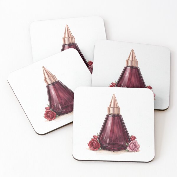 Item preview, Pyramid Perfume Bottle Watercolor Art -  Ruby Red and Rose Gold designed and sold by LuminaArtRO.
