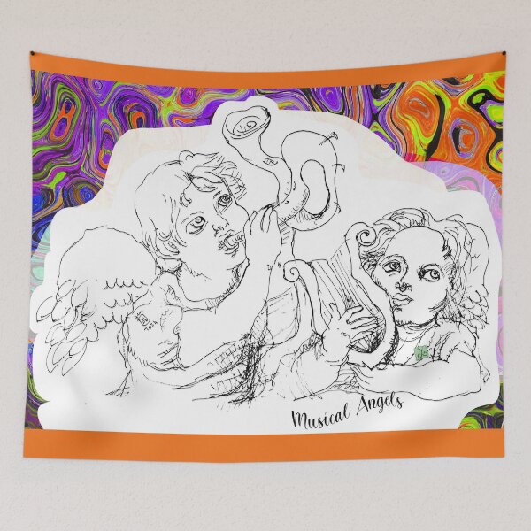 Item preview, Musical Angels (Original Ink Drawing by ACCI) designed and sold by VanyssaGraphics.