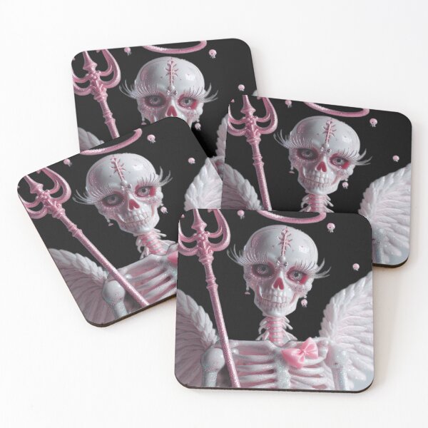 Item preview, Glittery Pastel Skeleton Angel with Pink Bow designed and sold by LujziWorld.