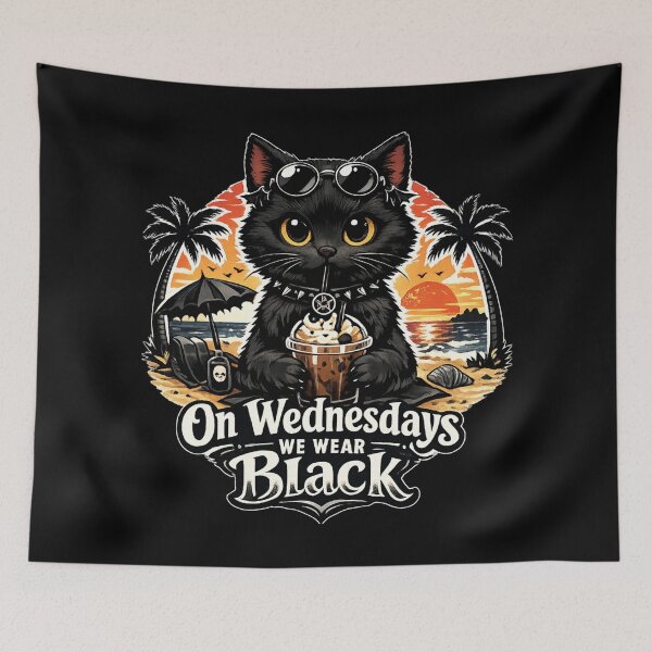 Item preview, On Wednesdays We Wear Black - Goth Cat Beach Sunset designed and sold by EchoPrint Co..