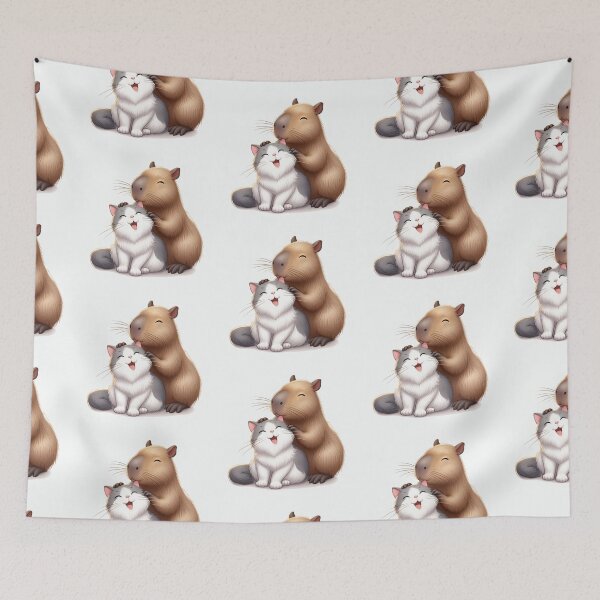 Item preview, Cat and Capybara Friendship designed and sold by Artquinox.