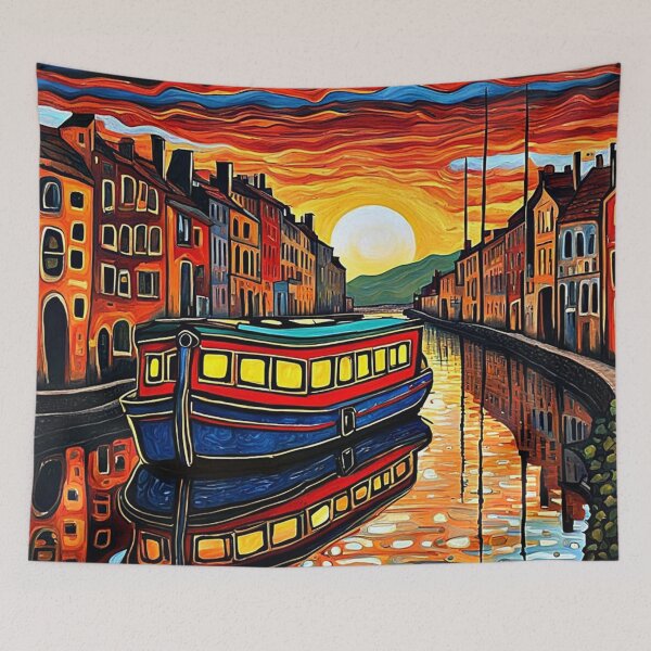 Item preview, Barge on the canal designed and sold by George Hutton Hunter.