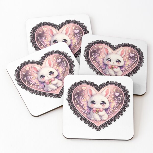Item preview, Cute Fairy Bunny in Glittery Lace Heart Sticker designed and sold by aleano2026.