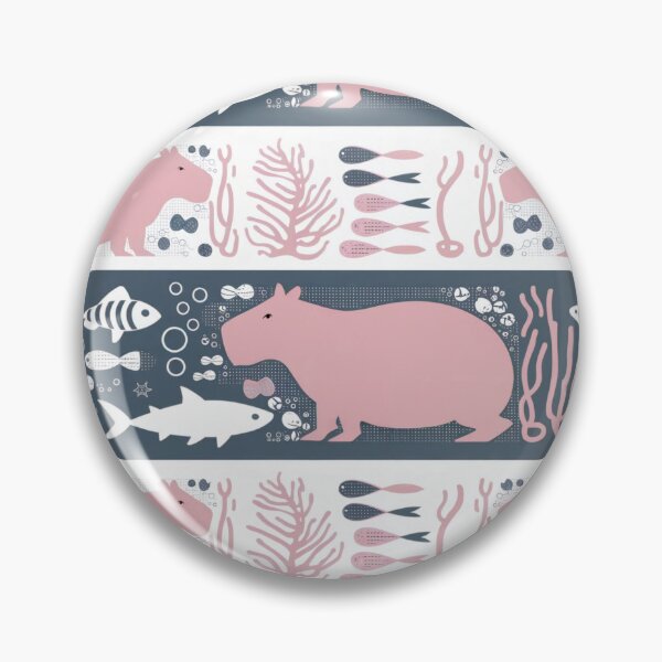Item preview, Minimalist Capybaras Swimming Underwater Print – Serene Animal Art designed and sold by SixElements.