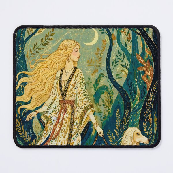Item preview, Wall Art - Postcard - Mystical Forest Walk with Afghan Hound designed and sold by ForeverPrintsOK.