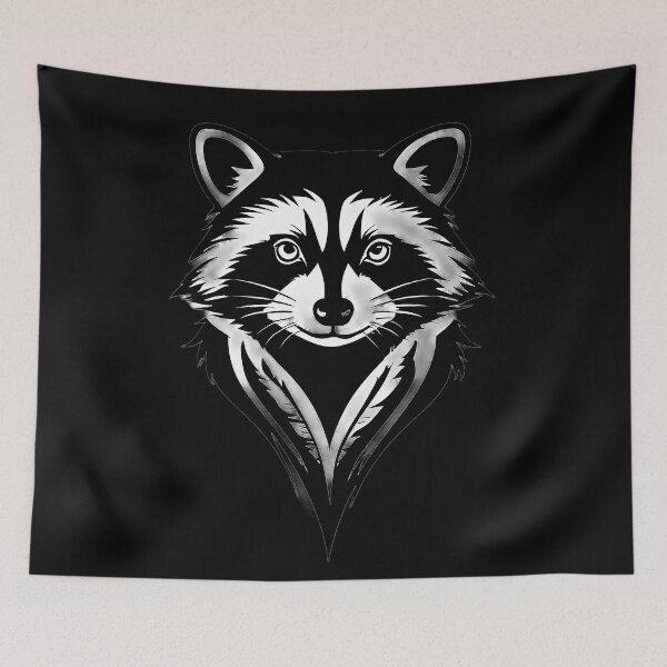Item preview, Fierce Raccoon Fox Head Tribal Tattoo Stencil designed and sold by UrbanPrts.
