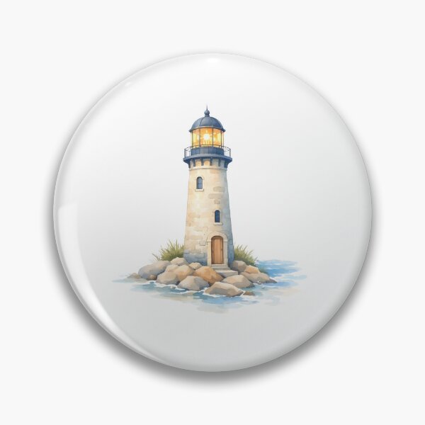 Item preview, Watercolor Lighthouse on the Rocks  designed and sold by silviaol.