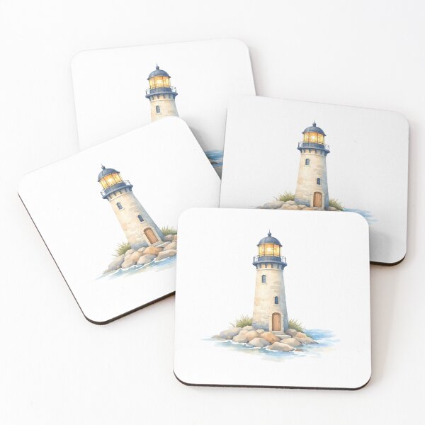 Item preview, Watercolor Lighthouse on the Rocks  designed and sold by silviaol.