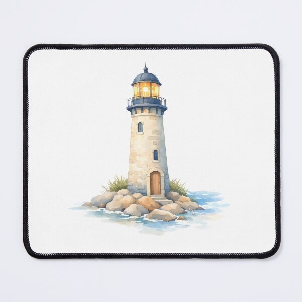 Item preview, Watercolor Lighthouse on the Rocks  designed and sold by silviaol.